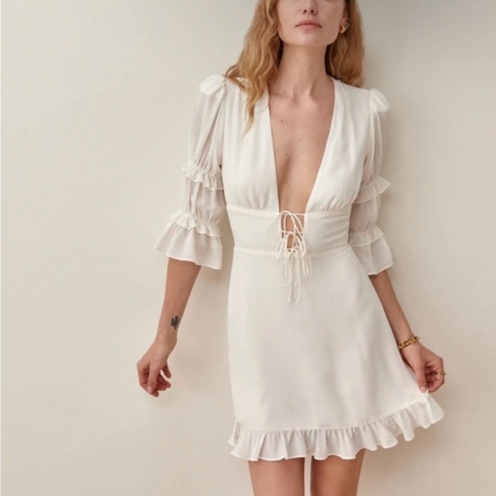 Reformation white/cream dress with Subtle Ruffles
